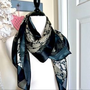 Square Sheer Striped Gold & Black Snake Print Scarf